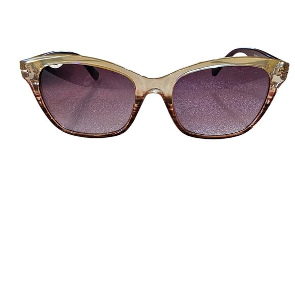 Cateye Runway Sunwear Sunglasses Cream Purple Lenses Retro Mod RS639 Khaki - Picture 2 of 14